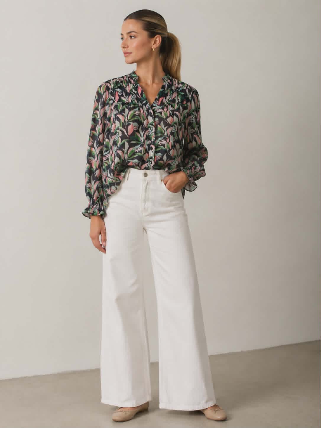BLACKSTONE Patti Stitched Pleat Blouse