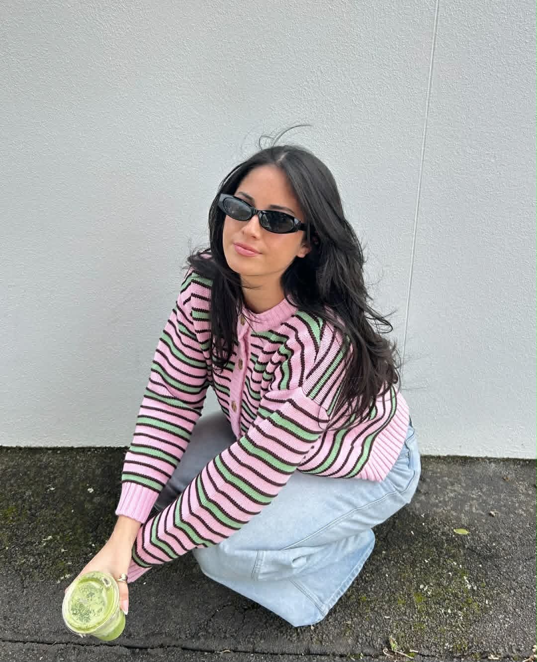 HUFFER Bobby Knit Cardigan Pink/Meadow
