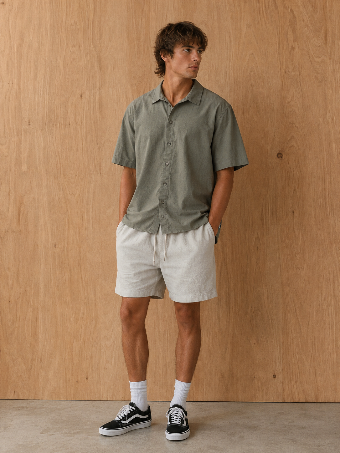 HUFFER Cabana Relax Elasticated Waist Short Stone