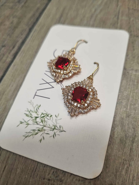 TWIGG JEWELLERY Art Deco Earrings Red