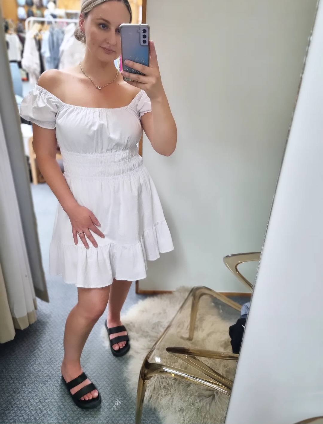 HUFFER Essential Short Sleeve Mini Dress White