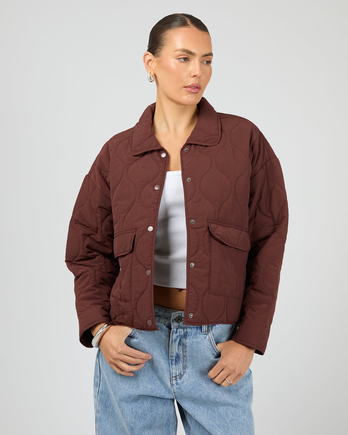 SILENT THEORY Archer Stitched Jacket Cherry