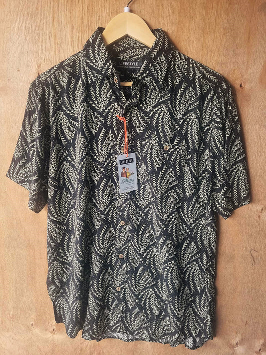 LICHFIELD Lifestyle Getaway Shirt Black Palm Print