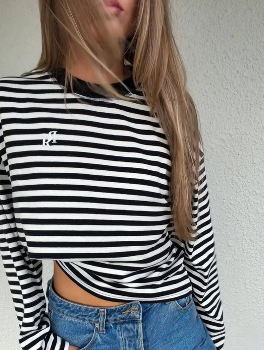 RPM Olive Long Sleeve Top Stripe