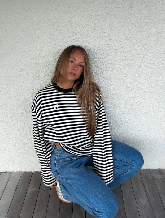 RPM Olive Long Sleeve Top Stripe