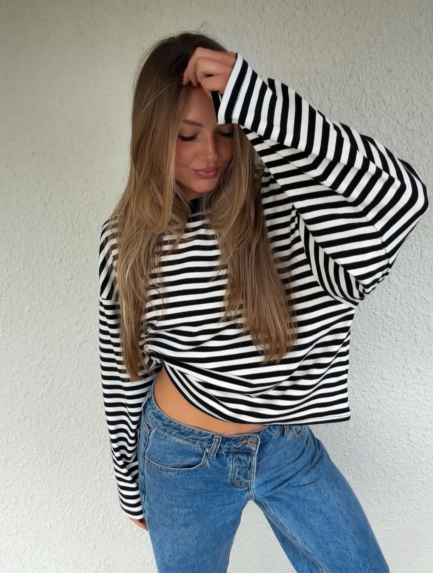 RPM Olive Long Sleeve Top Stripe