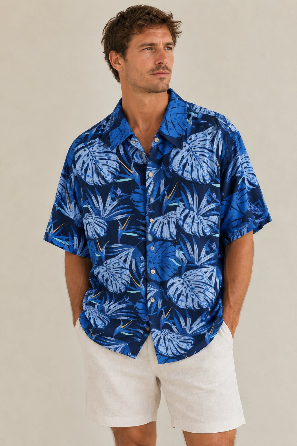 KINGSTON GRANGE Midnight Palms Bamboo Short Sleeve Shirt