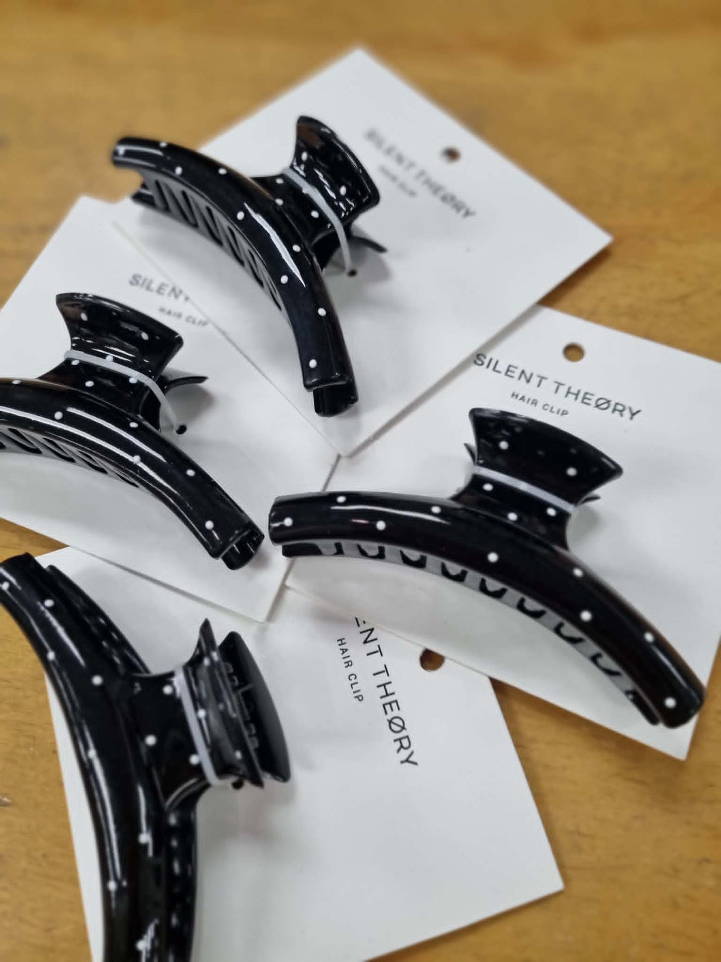 SILENT THEORY Colins Hair Clip Black  White Polka Dot