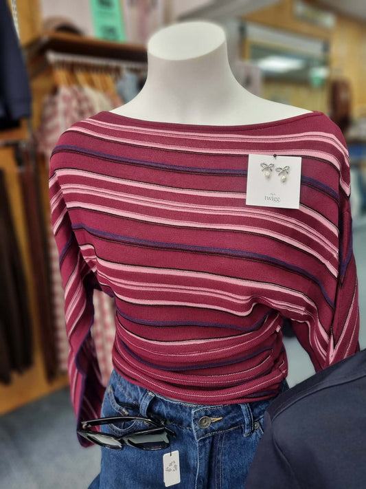 MON RENN Selena Knit Top Berry Stripe