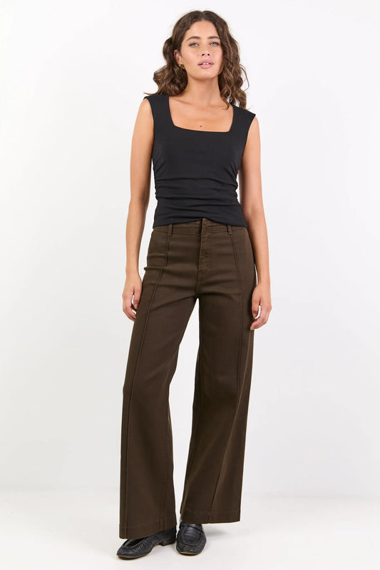 AMONG THE BRAVE Tune Chocolate Stretch Pintuck Jean Pant