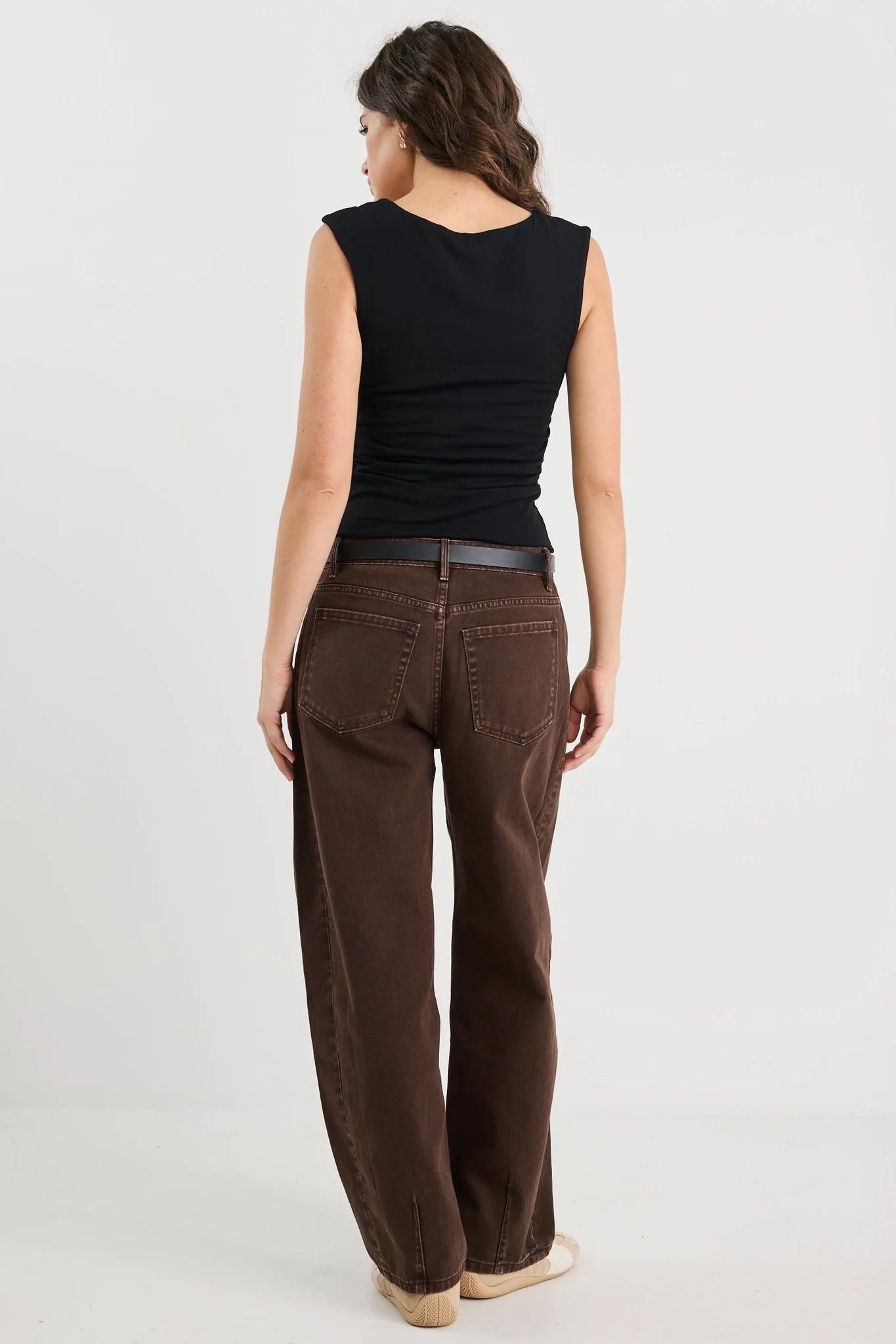 AMONG THE BRAVE Affirmation Ruched Black Top