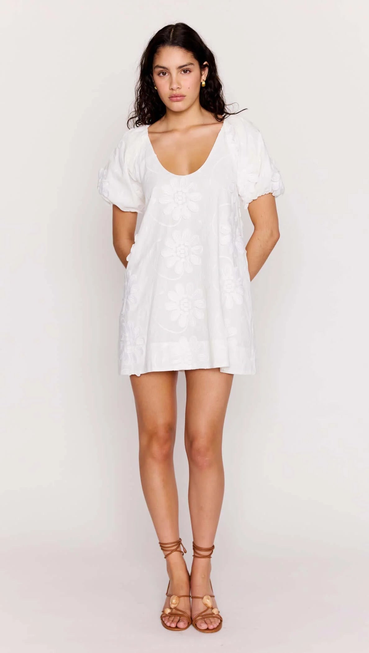 MINK PINK Alessia Smock Mini Dress White