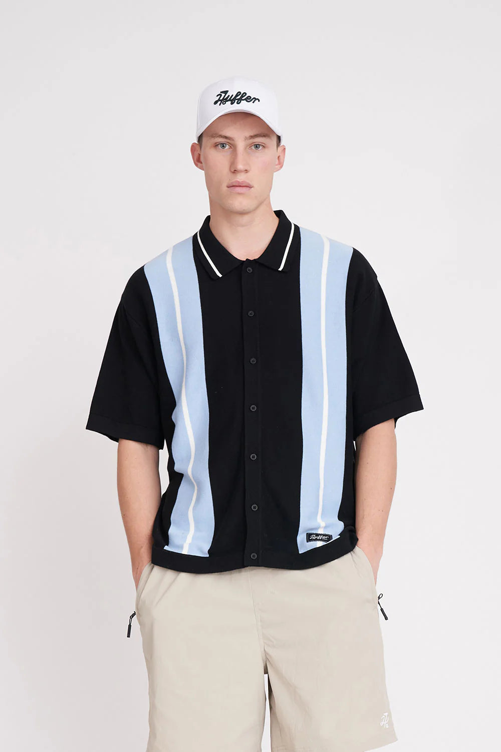 HUFFER GOLF Birdie Polo Knit Shirt Black