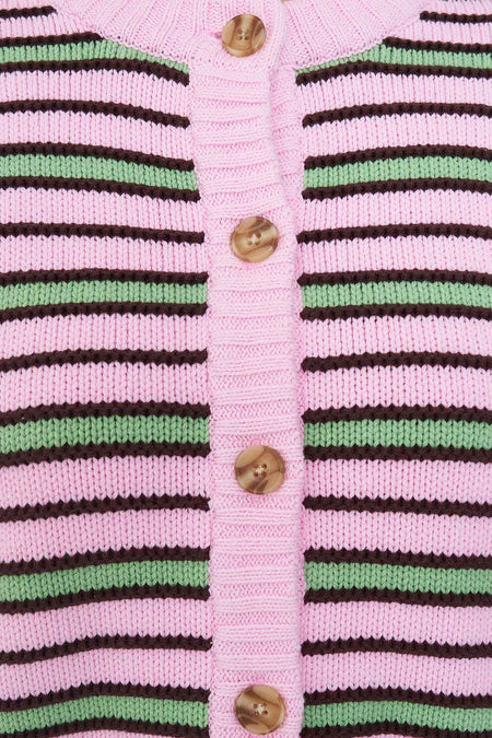 HUFFER Bobby Knit Cardigan Pink/Meadow