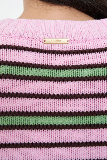 HUFFER Bobby Knit Cardigan Pink/Meadow