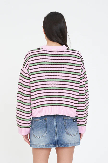 HUFFER Bobby Knit Cardigan Pink/Meadow