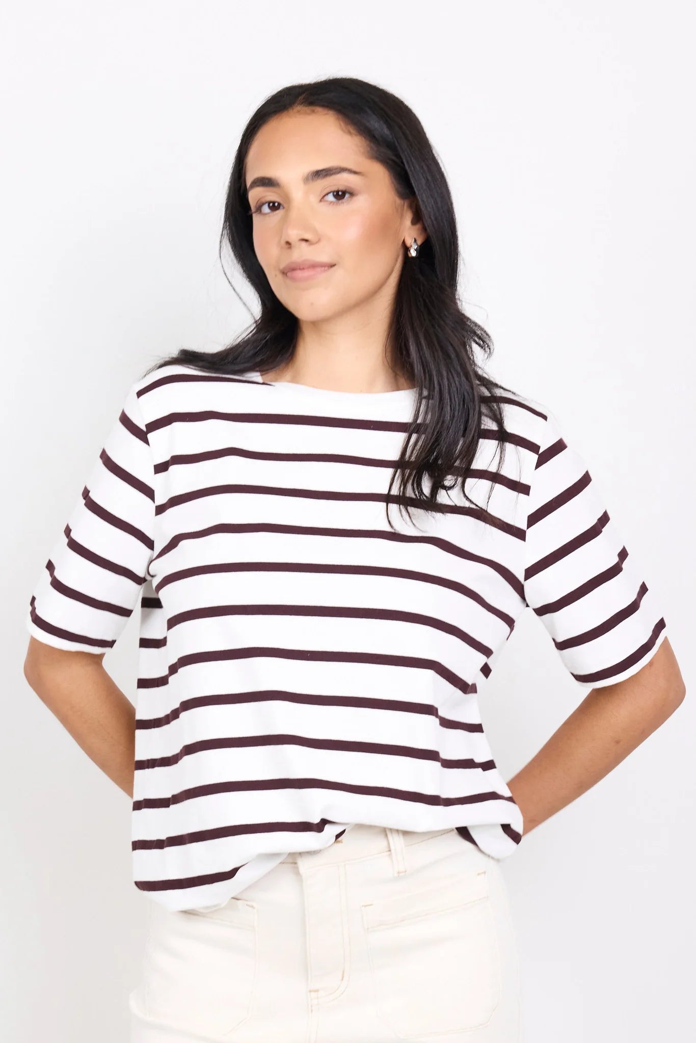 RE:UNION Binding Chocolate Stripe Boxy Fit Tee