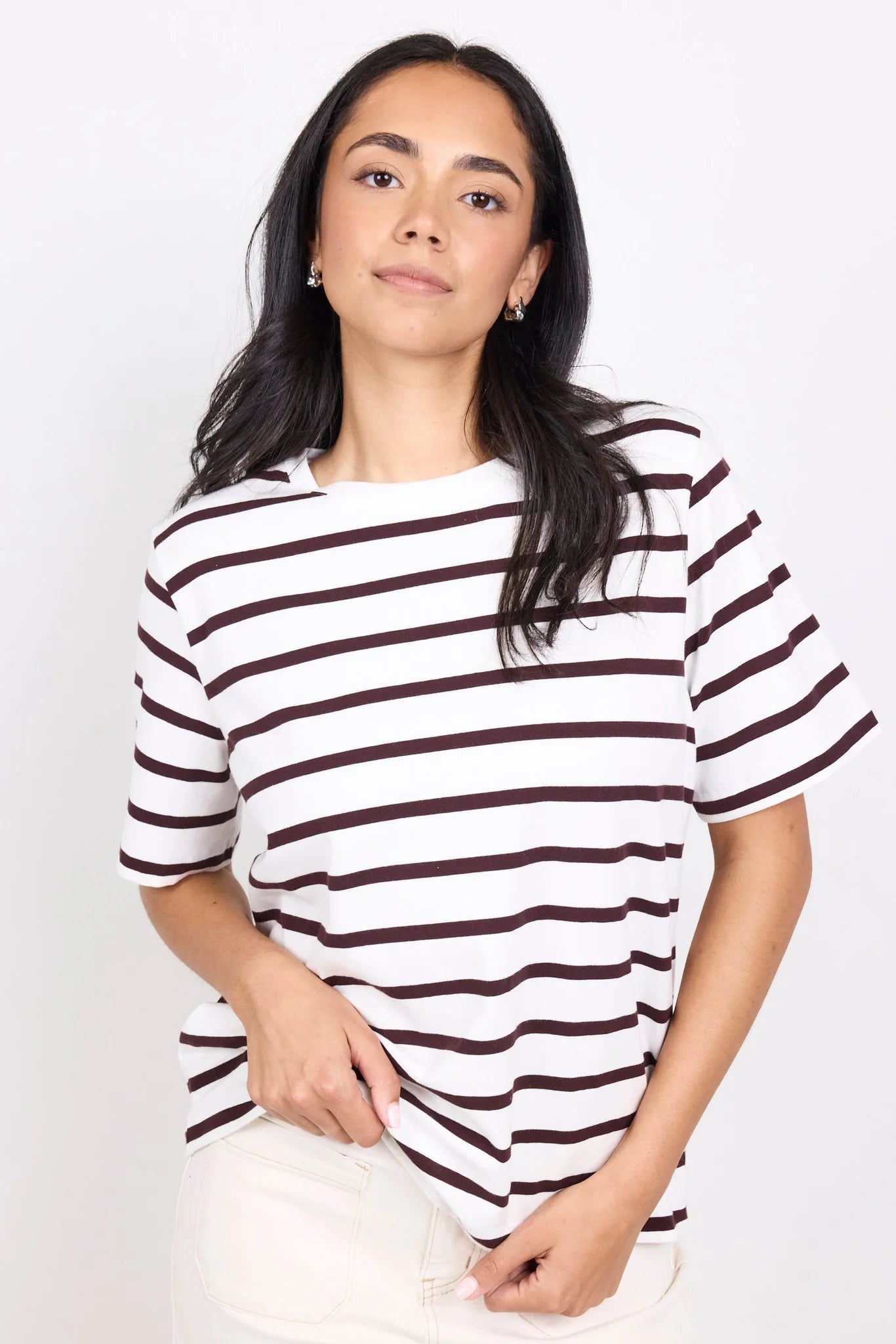 RE:UNION Binding Chocolate Stripe Boxy Fit Tee