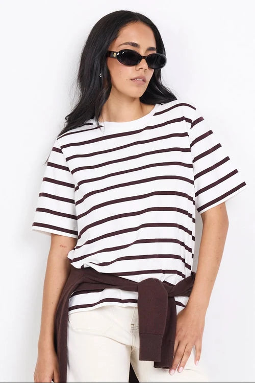 RE:UNION Binding Chocolate Stripe Boxy Fit Tee