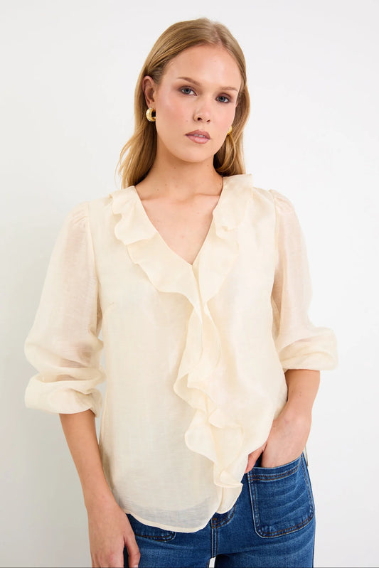 BY ROSA Breeze Ivory Frill Long Sleeve Top