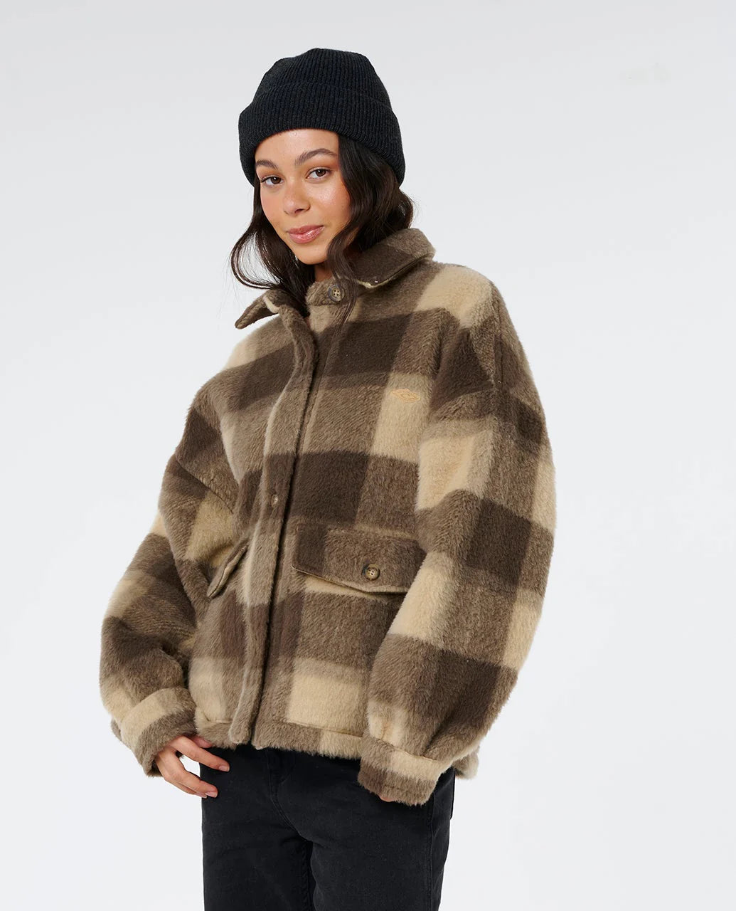 RIP CURL Cala Nights Check Jacket Khaki