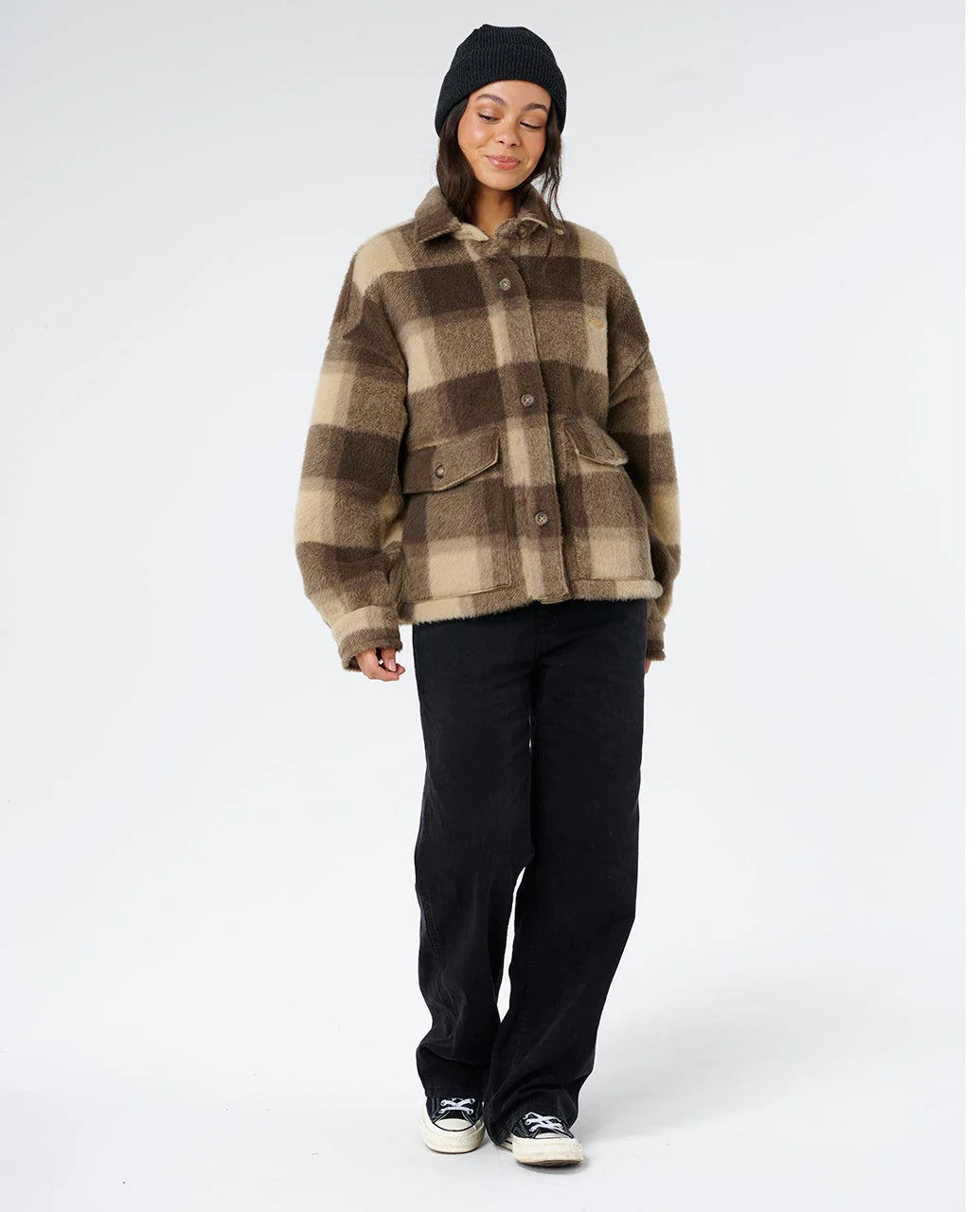 RIP CURL Cala Nights Check Jacket Khaki