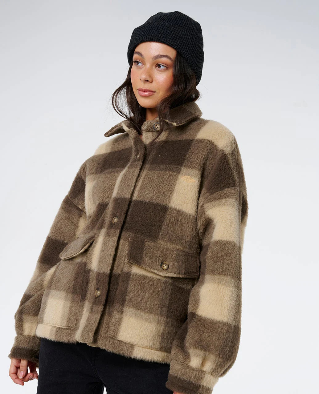 RIP CURL Cala Nights Check Jacket Khaki