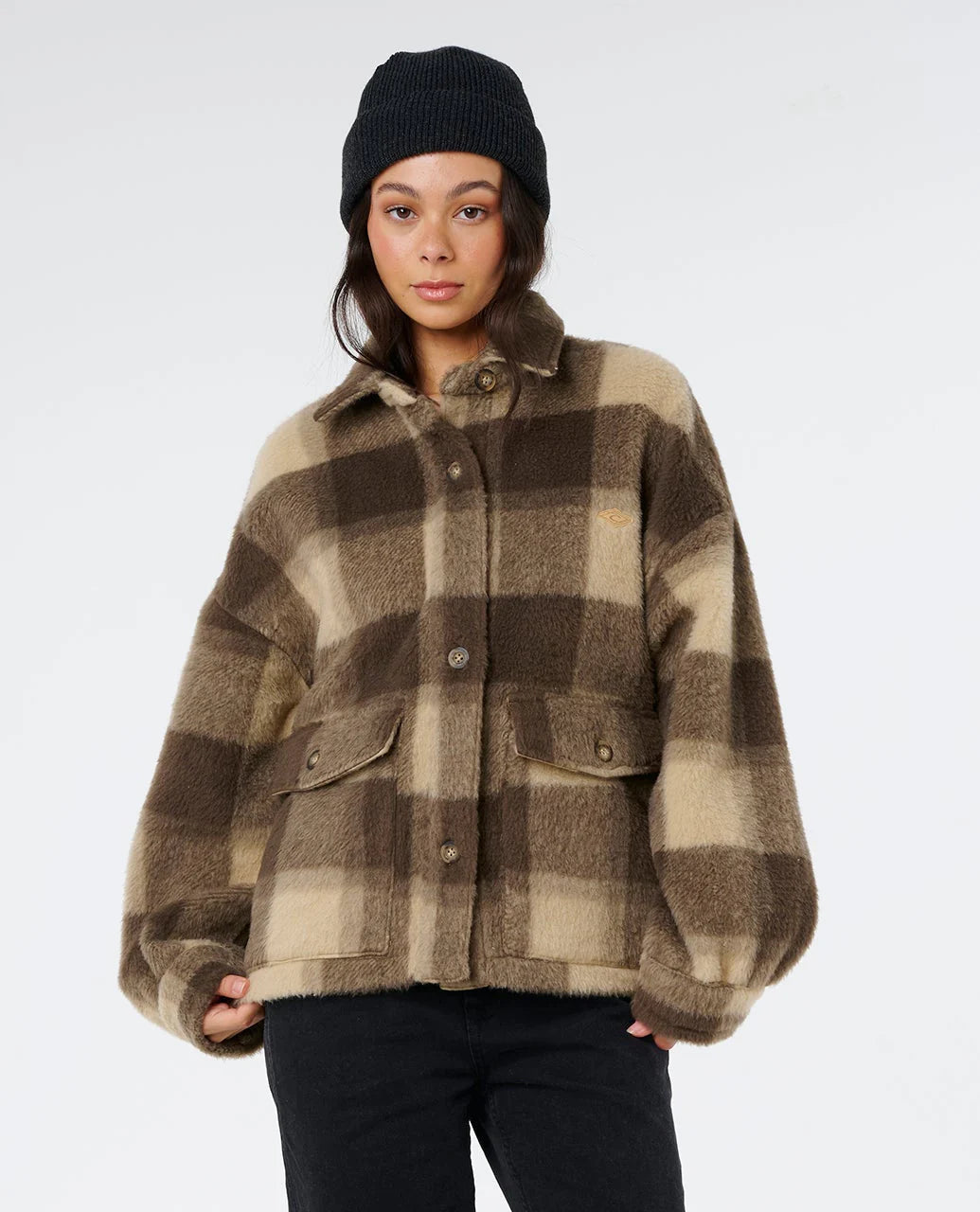 RIP CURL Cala Nights Check Jacket Khaki