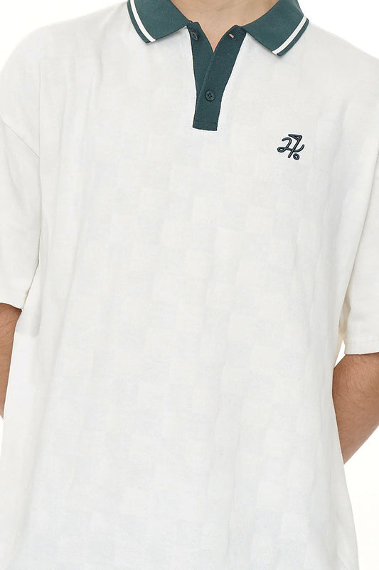 HUFFER GOLF Check Par Polo Shirt Chalk