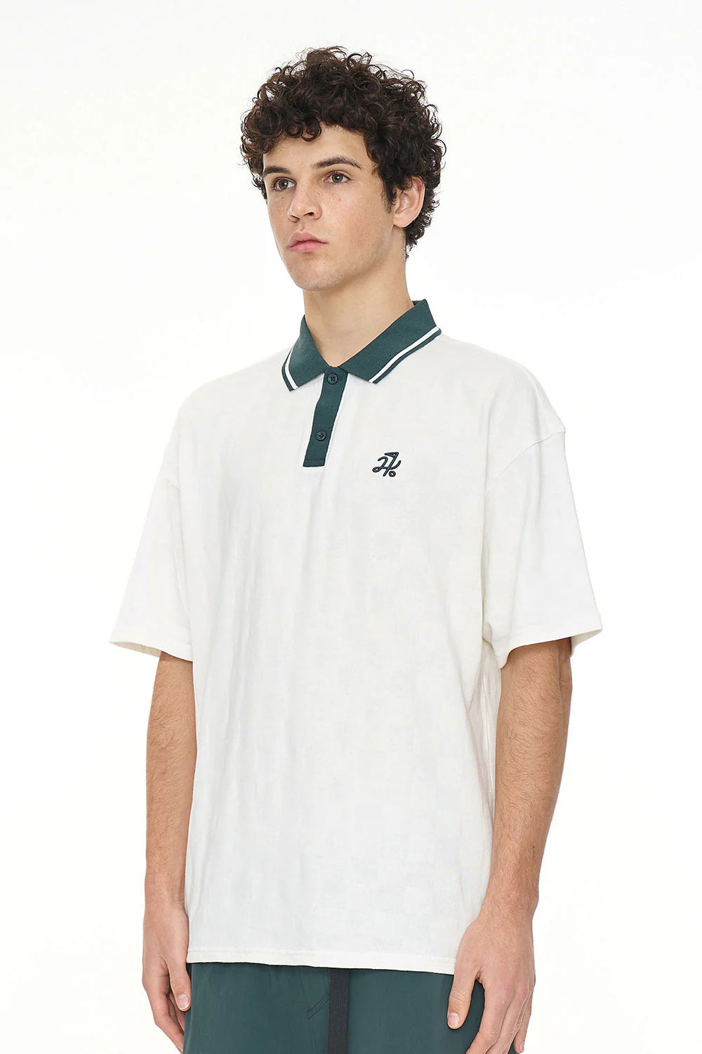HUFFER GOLF Check Par Polo Shirt Chalk