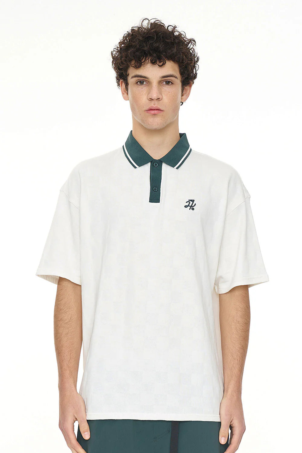 HUFFER GOLF Check Par Polo Shirt Chalk