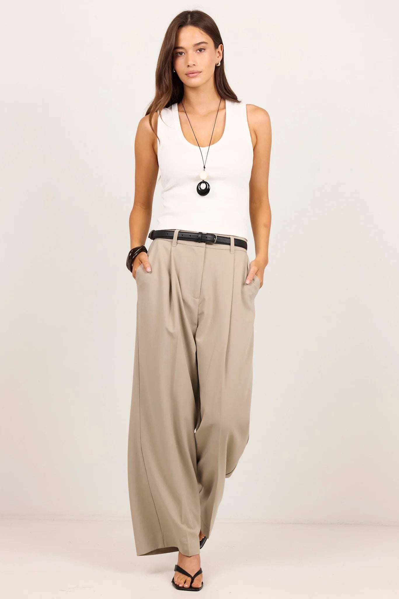 AMONG THE BRAVE Conquered Relaxed Wide Leg Adjustable Waist Pant Stone