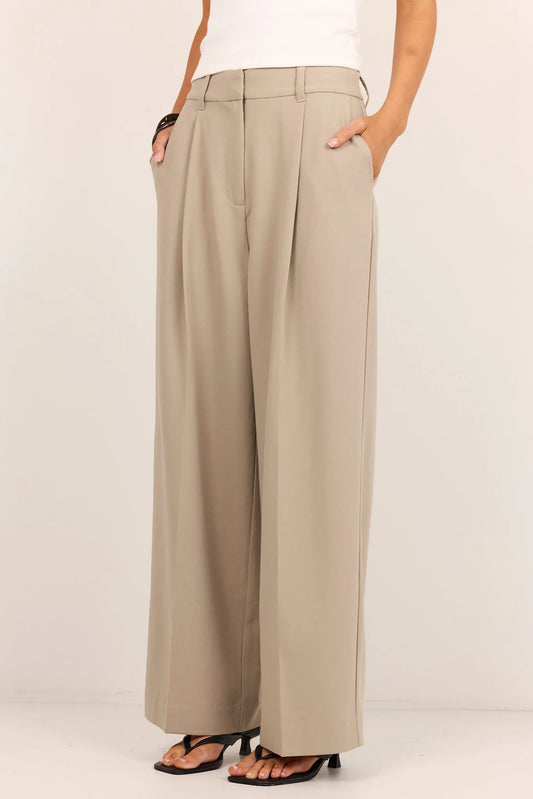 AMONG THE BRAVE Conquered Relaxed Wide Leg Adjustable Waist Pant Stone