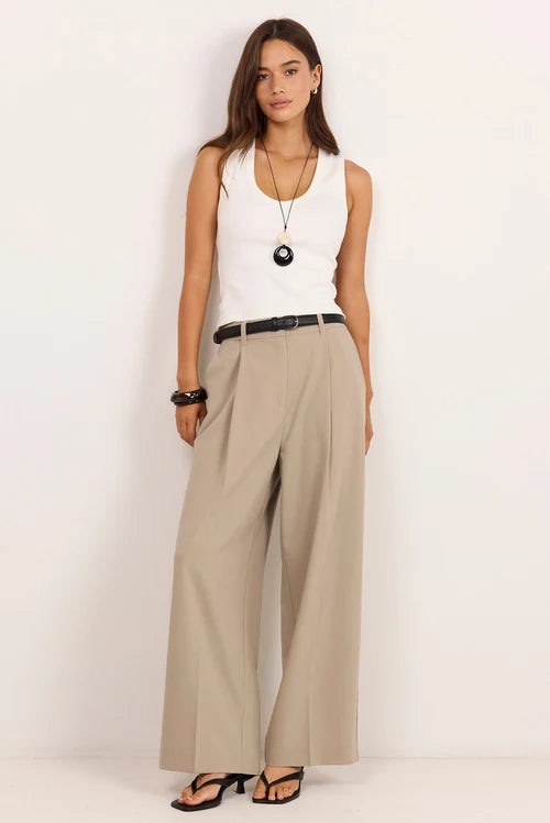 AMONG THE BRAVE Conquered Relaxed Wide Leg Adjustable Waist Pant Stone