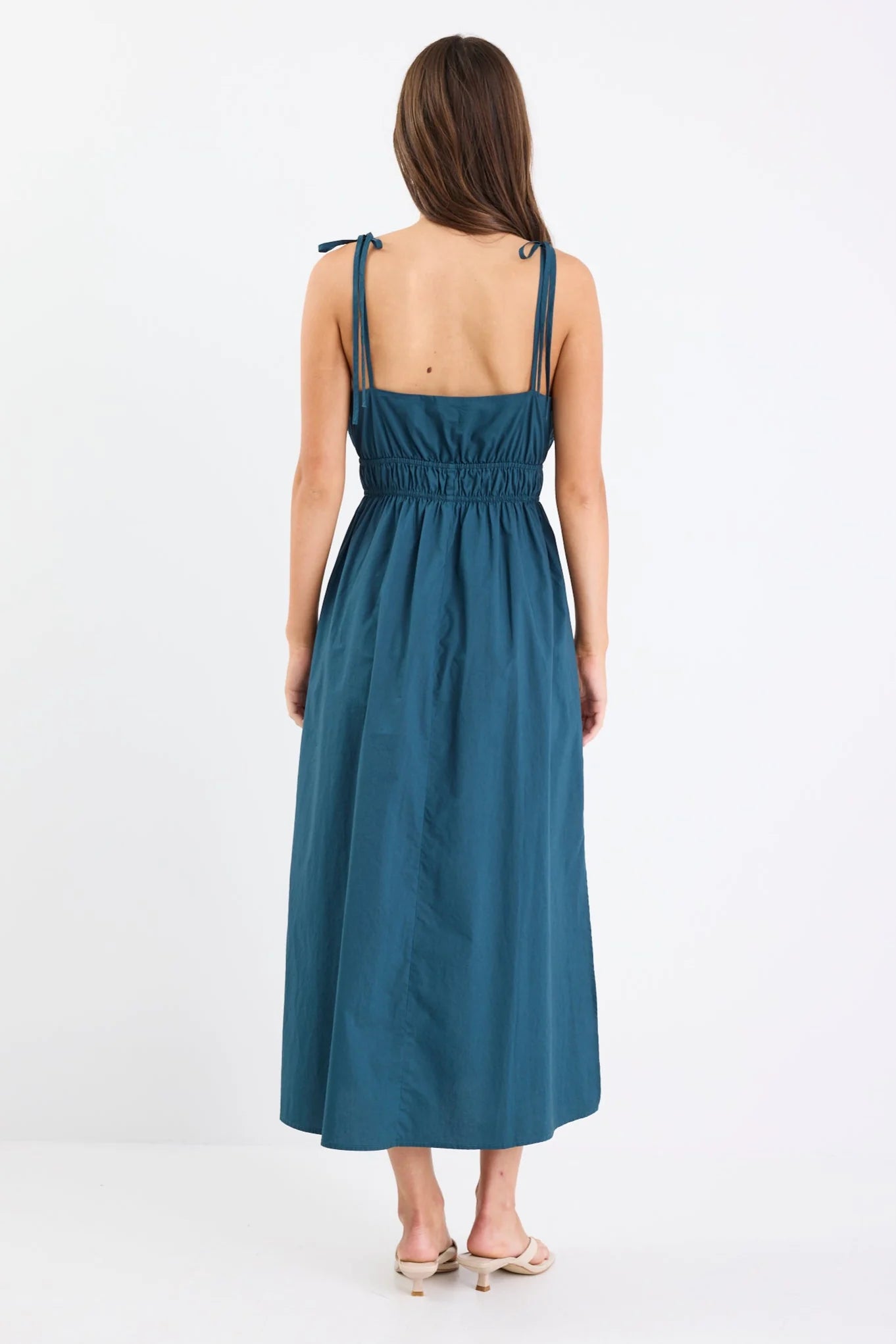 AMONG THE BRAVE Cast Petrol Cotton Strappy Dress