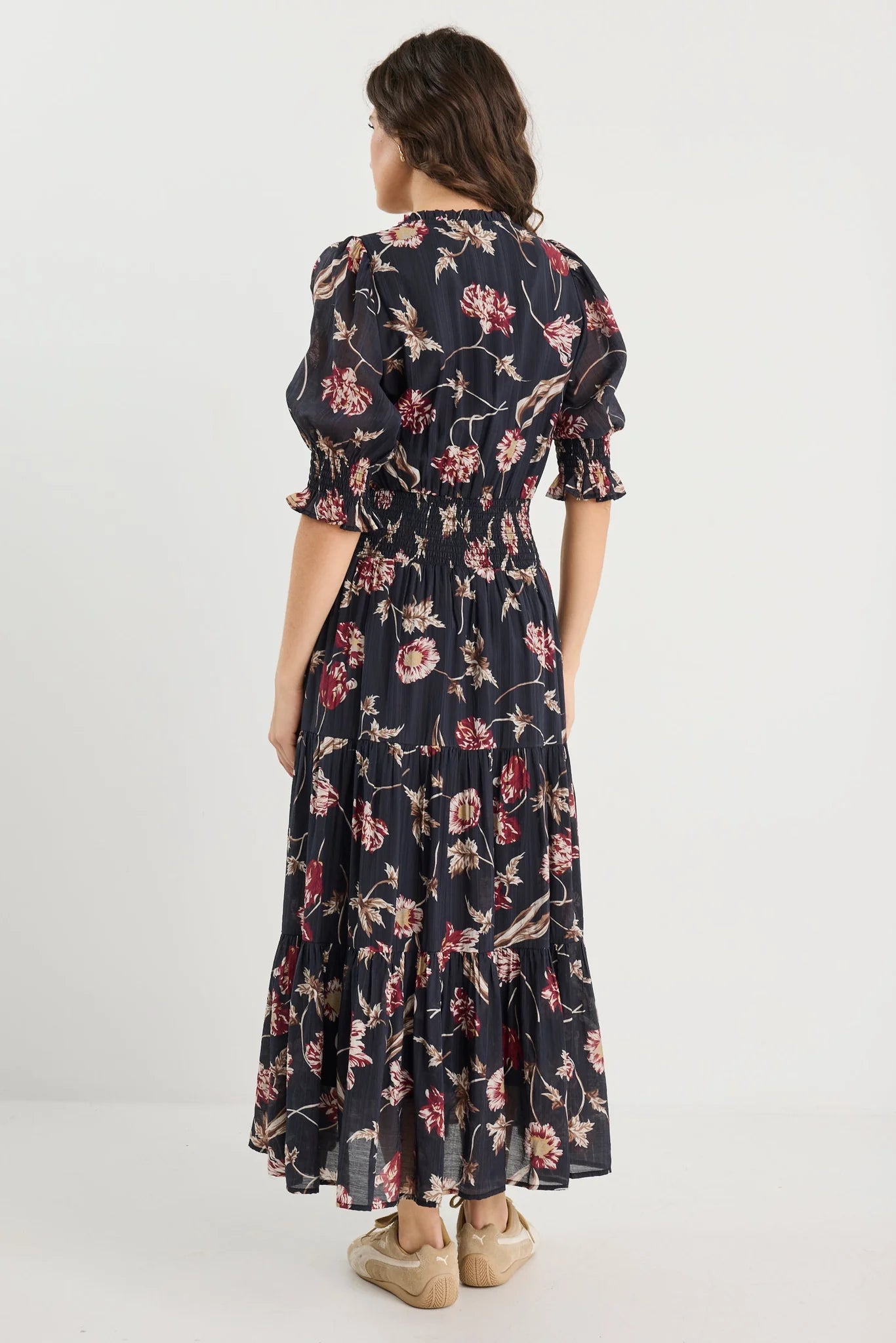 IVY + JACK Charmant Black Wildflowers V Neck Dress