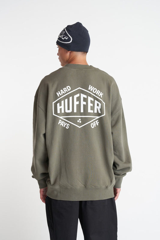 HUFFER Saturday Crew Grid Khaki