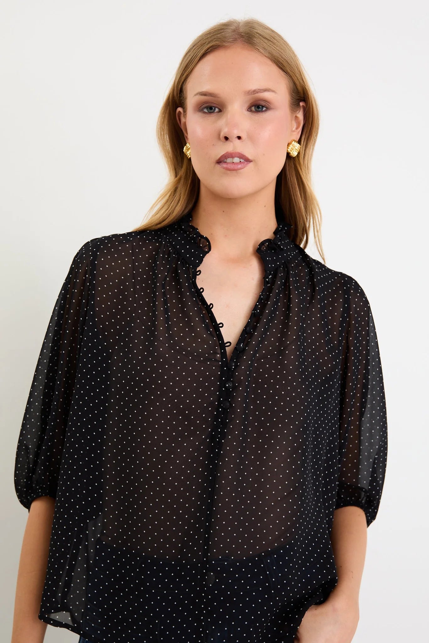 IVY + JACK Closure Mini Polka Dot Top Black