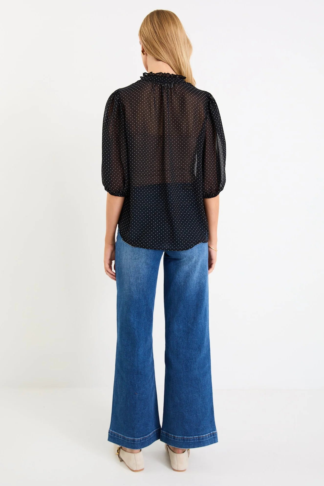 IVY + JACK Closure Mini Polka Dot Top Black