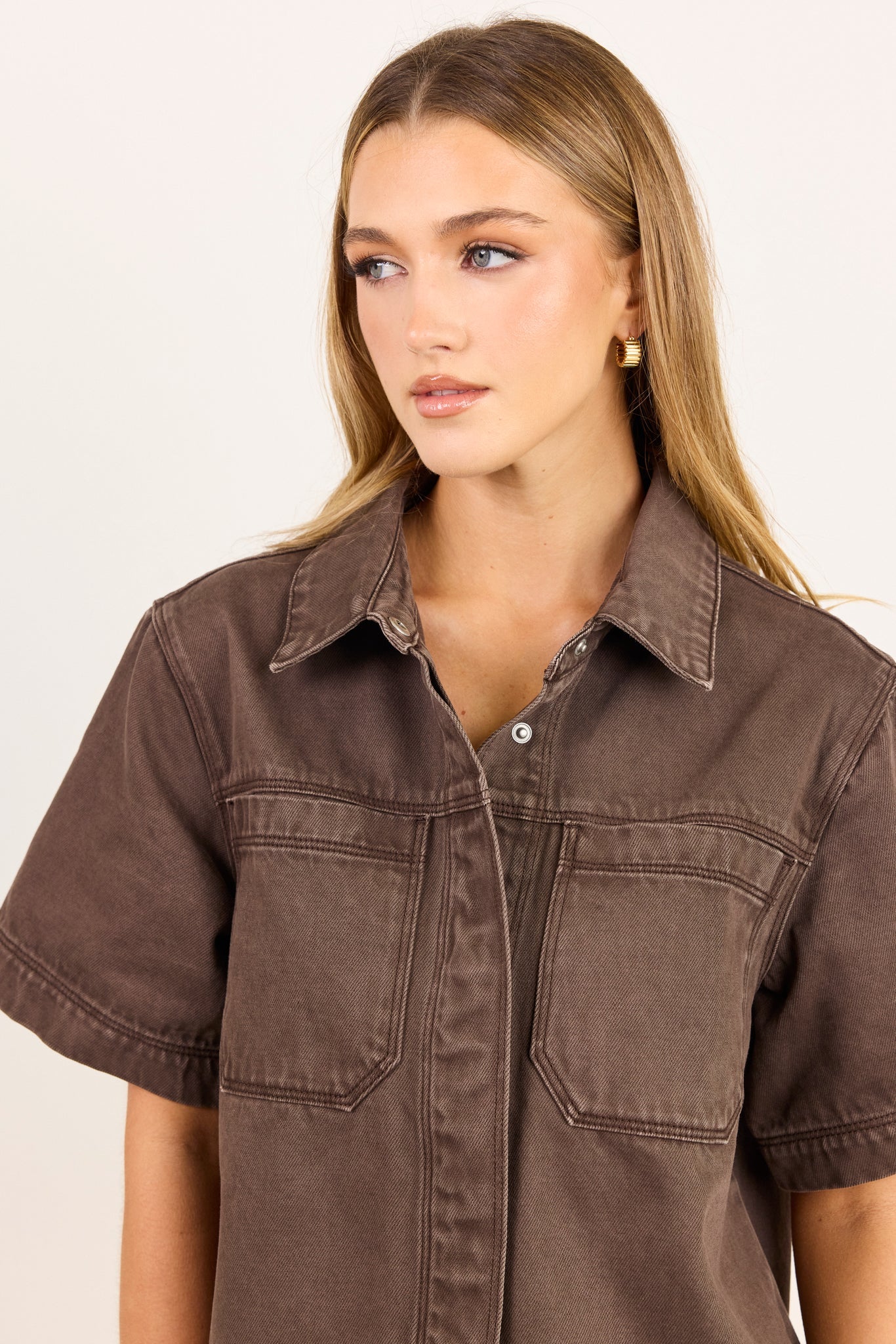 STORIES BE TOLD Crucial Mocha Denim Shacket