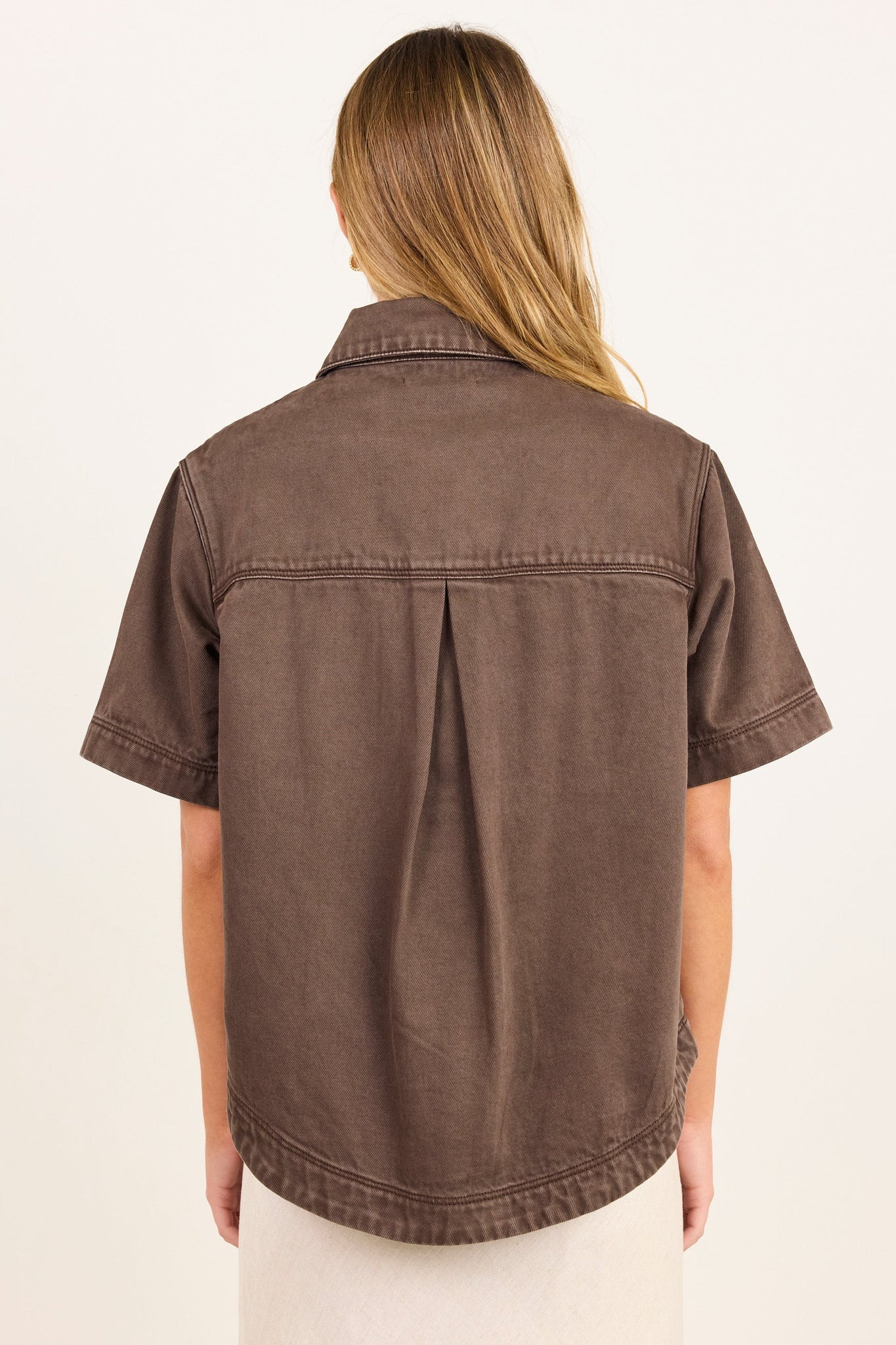 STORIES BE TOLD Crucial Mocha Denim Shacket