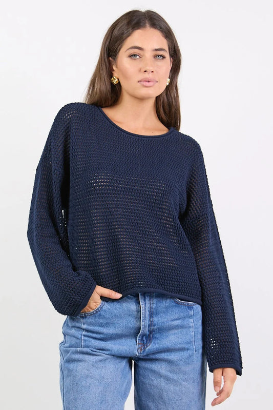 RE:UNION LABEL Dawn Crochet Knit Jumper Ink