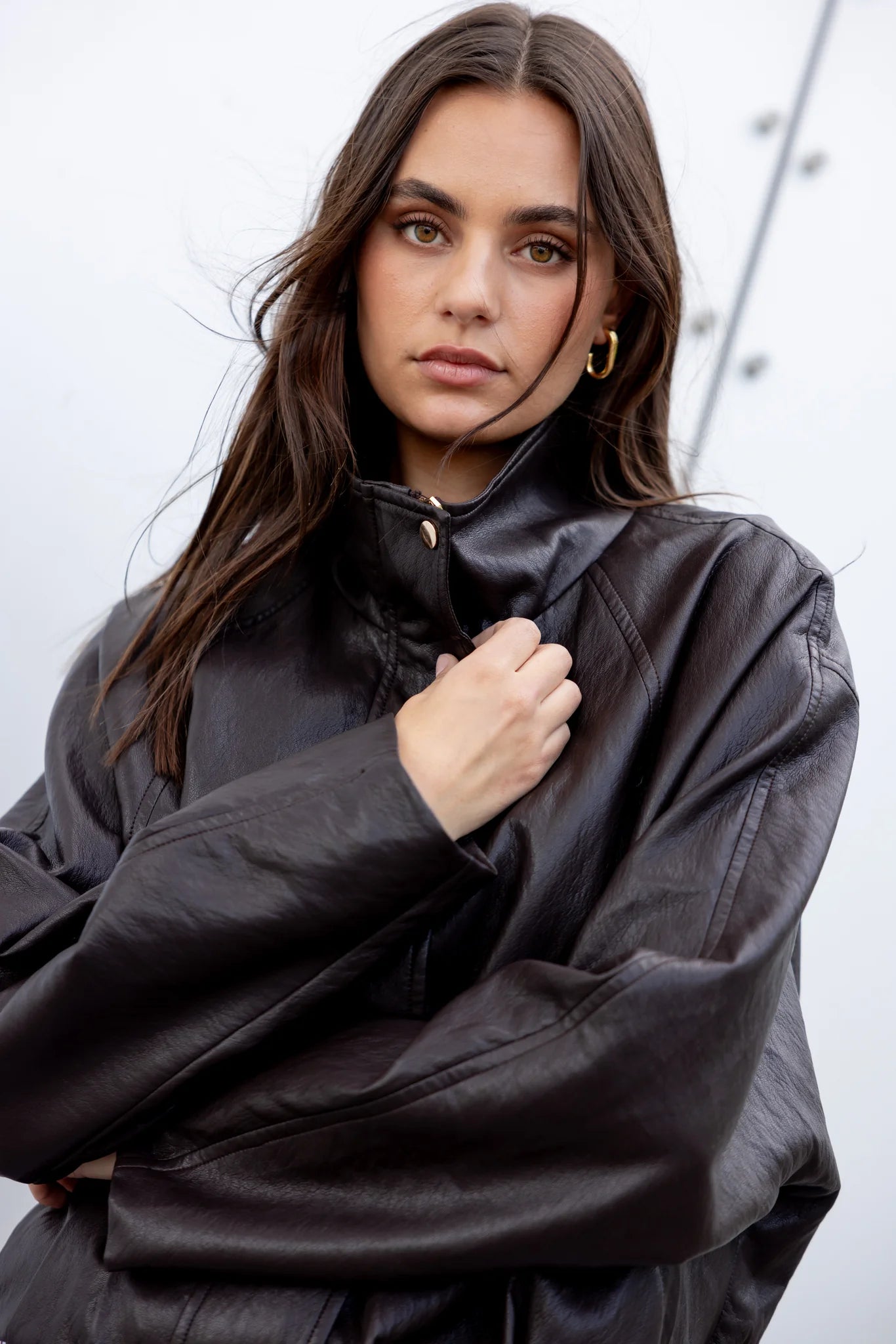 STORIES BE TOLD Ensemble Chocolate Faux Leather Jacket