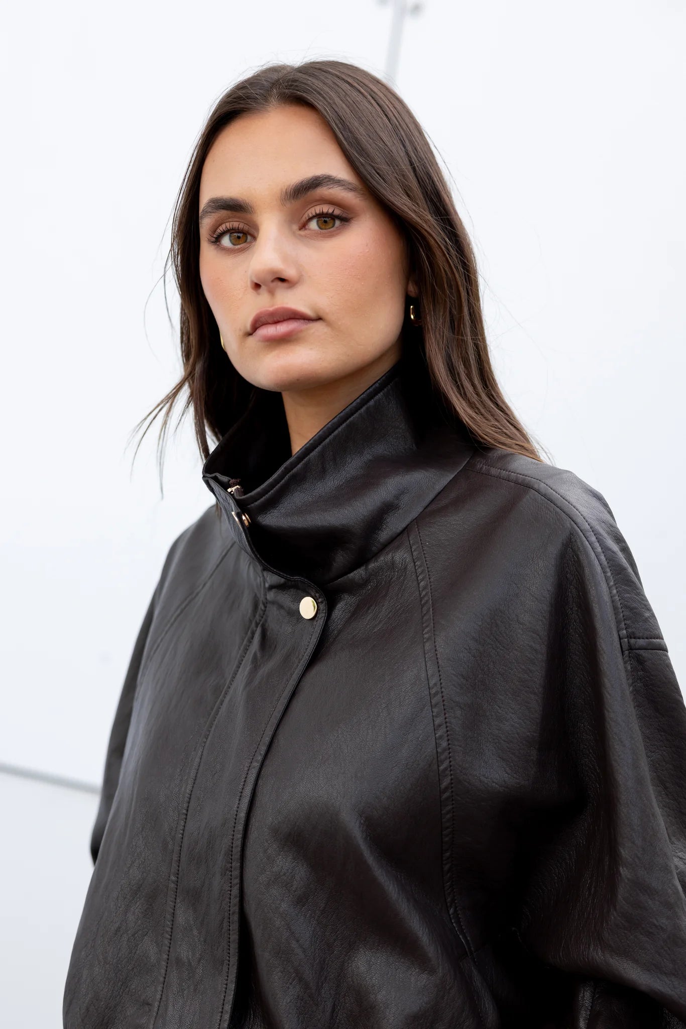 STORIES BE TOLD Ensemble Chocolate Faux Leather Jacket