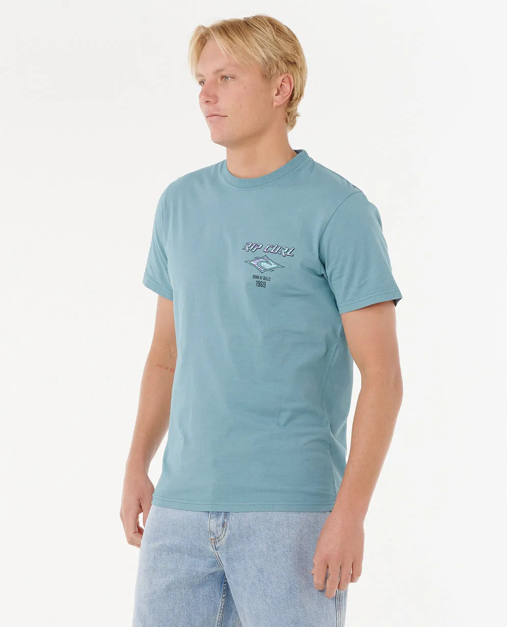 RIP CURL Fade Out Icon Tee Storm Blue