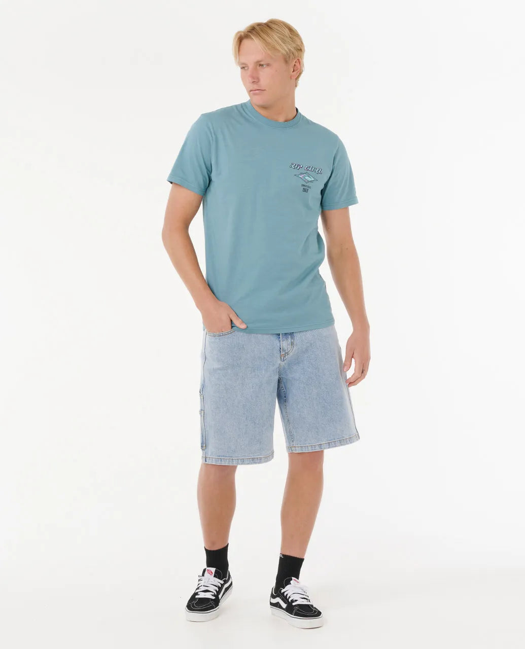 RIP CURL Fade Out Icon Tee Storm Blue