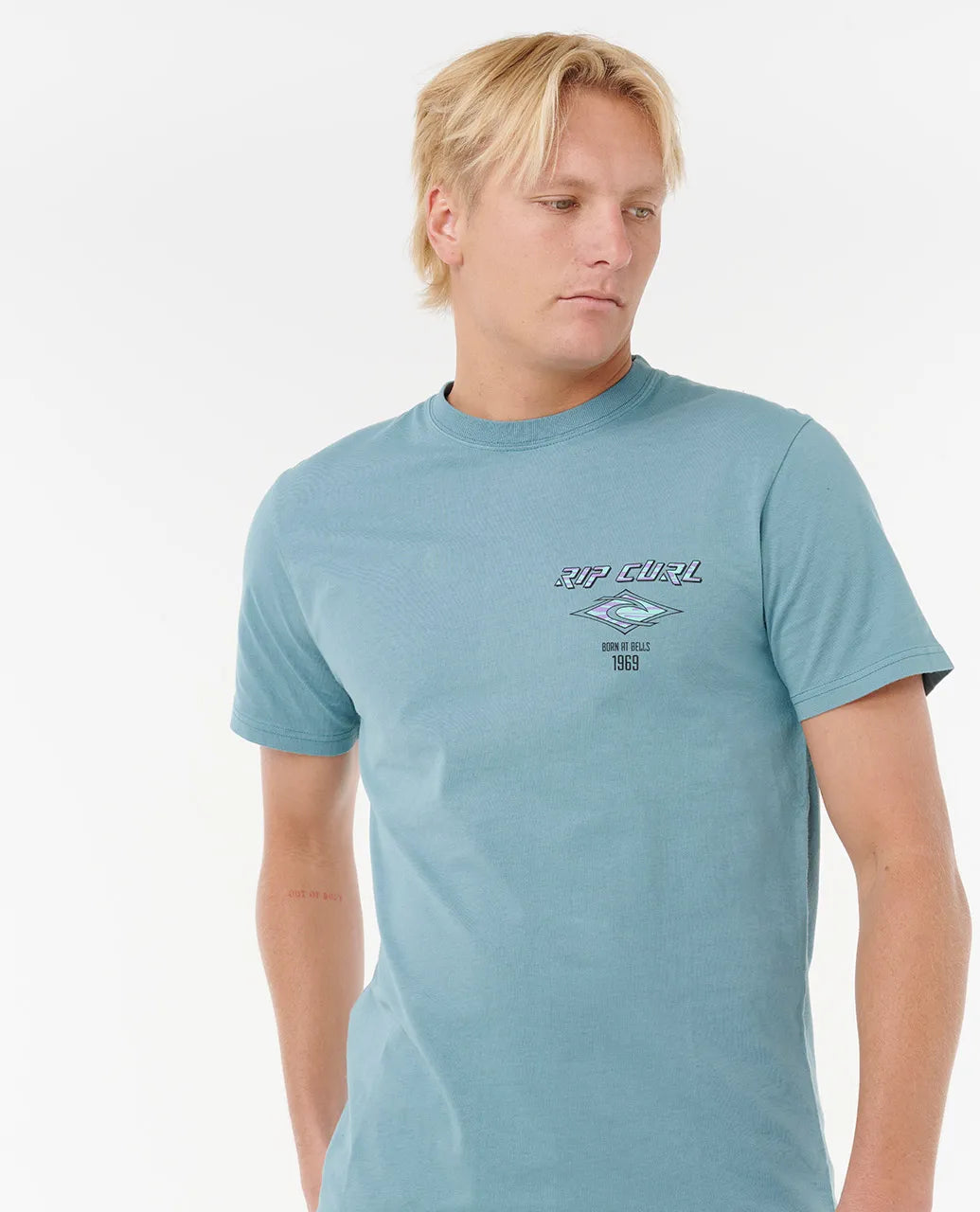 RIP CURL Fade Out Icon Tee Storm Blue