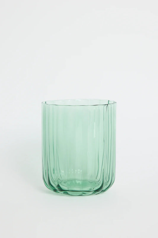 WILLOW+MAE Fluted Green Tumbler Glass