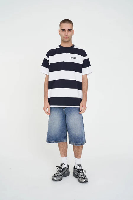HUFFER Game Day Stripe Tee Navy White