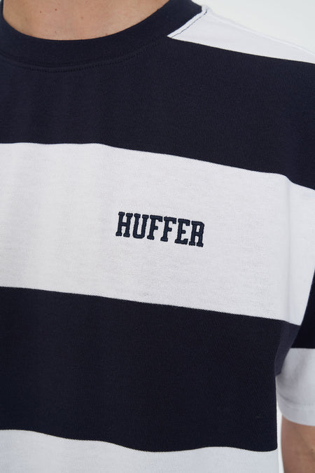 HUFFER Game Day Stripe Tee Navy White
